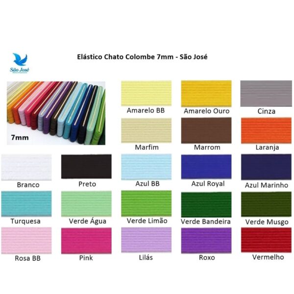 Elástico Chato Colorido 7mm