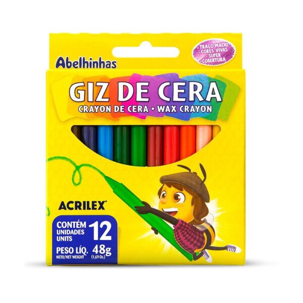 Giz-de-Cera-48g-12un giz de cera Acrilex 12 cores