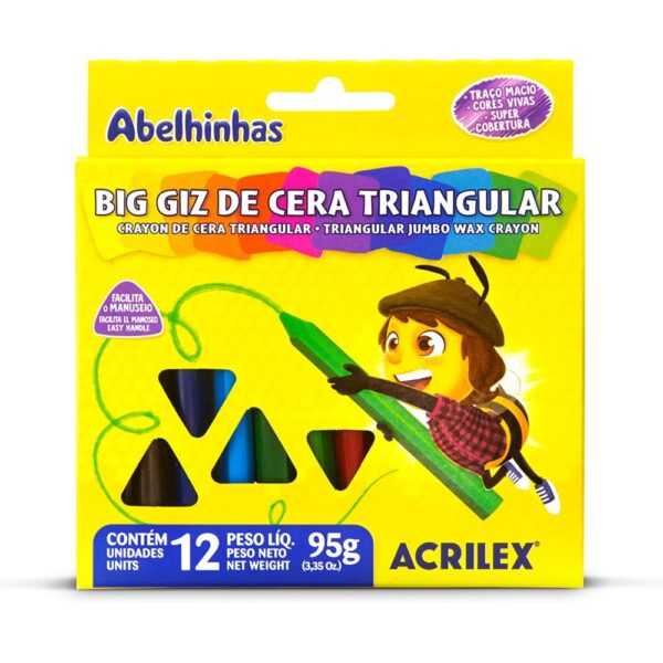 Nivalmix-Big-Giz-de-Cera-Triangular-12-Cores-Acrilex-599222 giz de cera triangular Acrilex