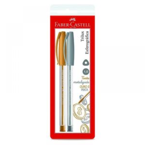 caneta esferográfica faber-castell trilux prata