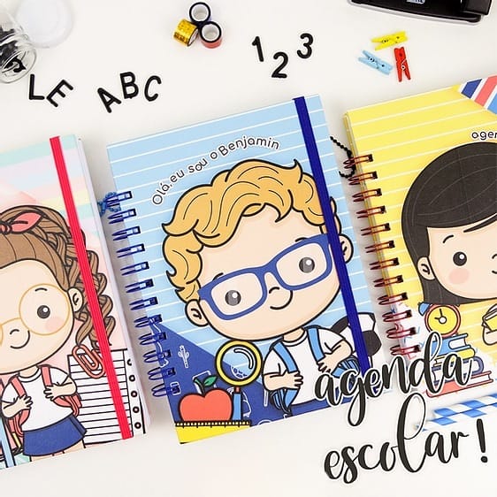 agenda escolar infantil personalizada com nome capa dura