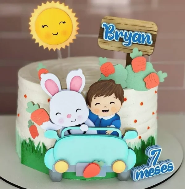 Topo de Bolo Páscoa Menino do Carrinho Topo de bolo Páscoa Menina Bebê decorativo