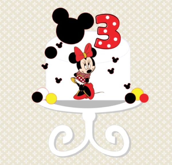 Topo Minnie - topo de bolo Minnie decoração