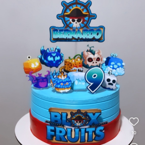 "Topo de Bolo Blox Fruits Personalizado"​
