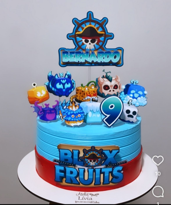 "Topo de Bolo Blox Fruits Personalizado"​