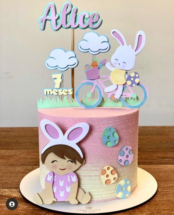 topopascoamenina Topo de bolo Páscoa menina