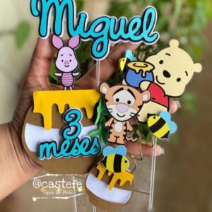 topo de bolo ursinho pooh personalizado