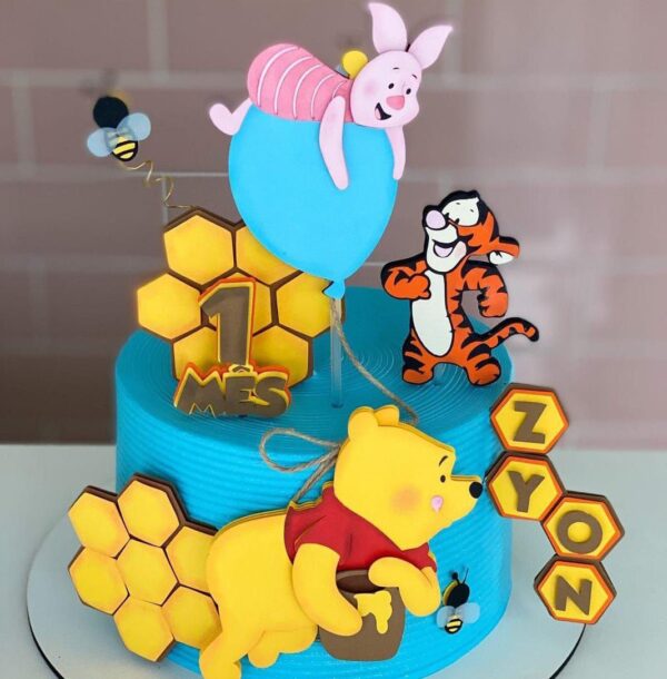 topo de bolo ursinho pooh personalizado