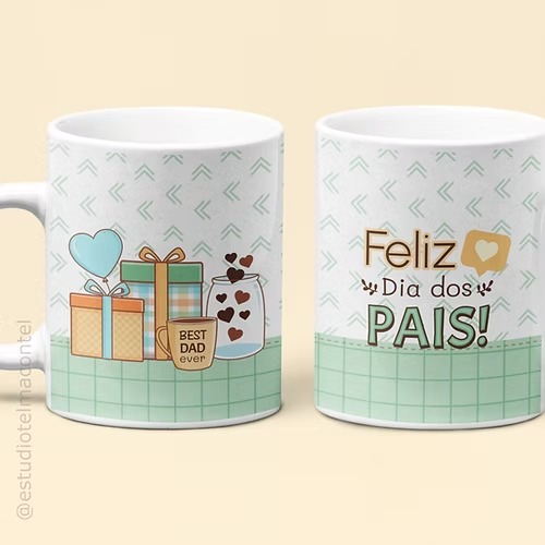 Arte digital para caneca Dia dos Pais 2025