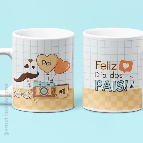 Arte digital para caneca Dia dos Pais 2025