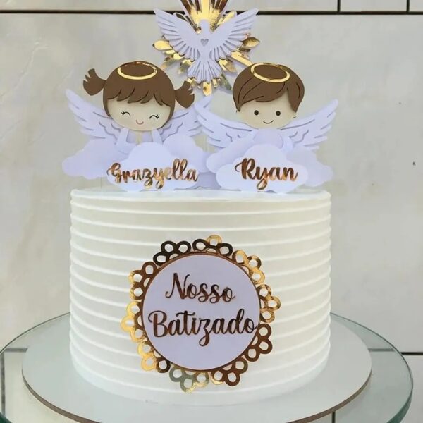 topo de bolo batizado anjinho