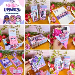 Arquivo kit digital caixa de lembrança Dia da Mulher personalizado. Envio imediato após compra. Design delicado, fácil de montar e ideal para encantar.