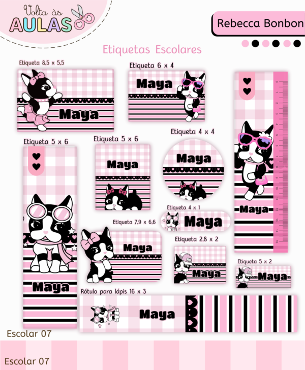 etiqueta escolar rebecca bonbon personalizada