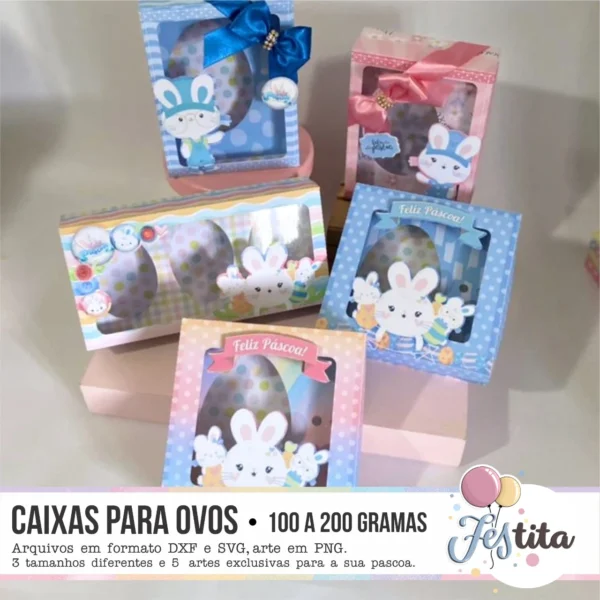 Kit Digital Arquivo de Corte Festa Silhouette Caixa para Chocolates Páscoa para imprimir