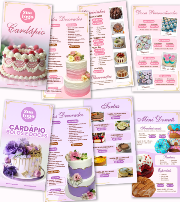 cardápio confeitaria editável
