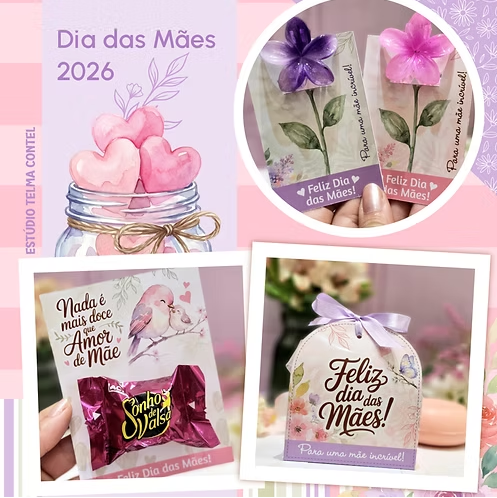 Topo de Bolo Dia das Mães para Imprimir Grátis Arquivo corte Dia das Mães Telma Contel para imprimir grátis