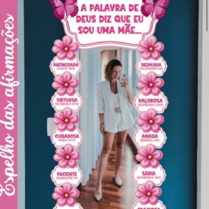 Arquivo corte espelho das afirmações dia das mães floral rosa para imprimir grátis