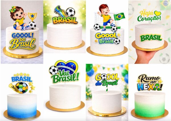 Topo de bolo Copa do Mundo para imprimir grátis com design colorido