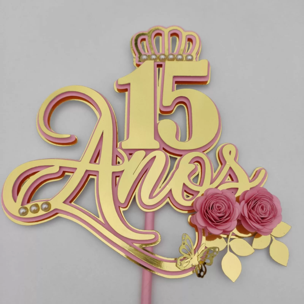 Arquivo corte topo de bolo 15 anos personalizado para imprimir