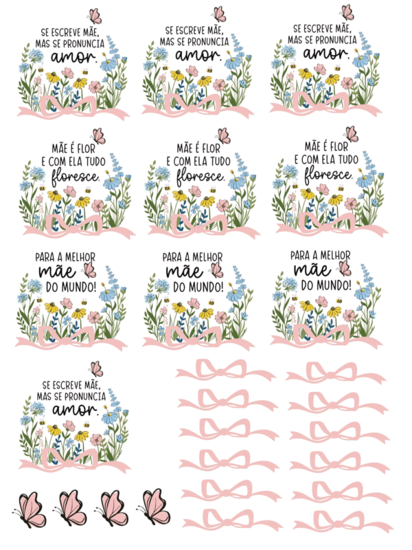Arquivo digital Dia das Mães 2026 pronto para imprimir grátis em DTF UV