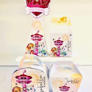 Arquivo corte caixas Patrulha Canina menina grátis para imprimir