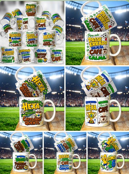 Artes para Canecas Copa 2026 Arte digital para caneca Copa 2026 personalizada pronta para imprimir