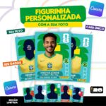 Figurinha Personalizada Copa 2026 digital para imprimir grátis com tema futebol.