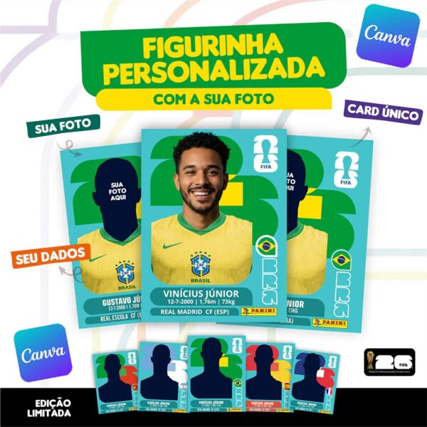Figurinha Personalizada Copa 2026 Figurinha Personalizada Copa 2026 digital para imprimir grátis com tema futebol.