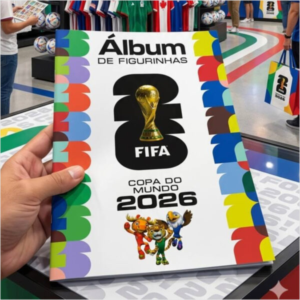 Álbum reduzido e figurinhas da Copa 2026 para imprimir em arquivo digital.