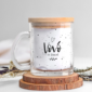 Caneca de vidro transparente personalizada ser avô e avó com design delicado e moderno.