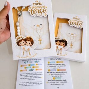 Arquivo digital Meu Primeiro Terço neutro caixinha personalizada para imprimir