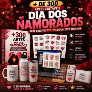 Artes editáveis para Dia dos Namorados com modelos românticos personalizados para imprimir e presentear.