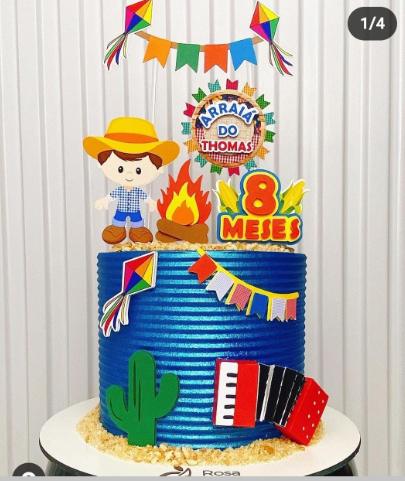 Arquivo de corte topo de bolo festa junina aniversário menino personalizado para imprimir em alta qualidade.