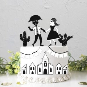 Arquivo de corte Festa Junina Arraiá Preto e Branco para topo de bolo personalizado, pronto para imprimir e cortar na Silhouette.