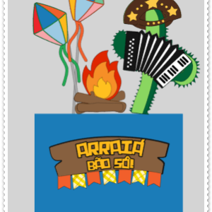 Arquivo de corte topo de bolo Festa Junina Arraiá Bão Sô personalizado para Silhouette e impressão.