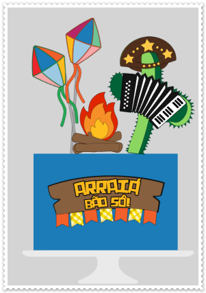 Arquivo de Corte Topo de Bolo Festa Junina Arraiá Bão Sô Arquivo de corte topo de bolo Festa Junina Arraiá Bão Sô personalizado para Silhouette e impressão.