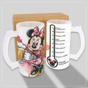 Arte para caneca de chopp Minnie personalizada em arquivo digital para impressão.