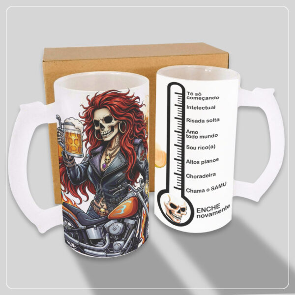 Arte Caneca de Choop Motoqueira Fantasma Arte para caneca de choop Motoqueira Fantasma personalizada pronta para imprimir.