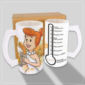 Arte para caneca de chopp Wilma Flintstone personalizada em arquivo digital para impressão.