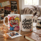 Arte digital para caneca Dia dos Namorados Super Mario e Princesa personalizada pronta para imprimir.