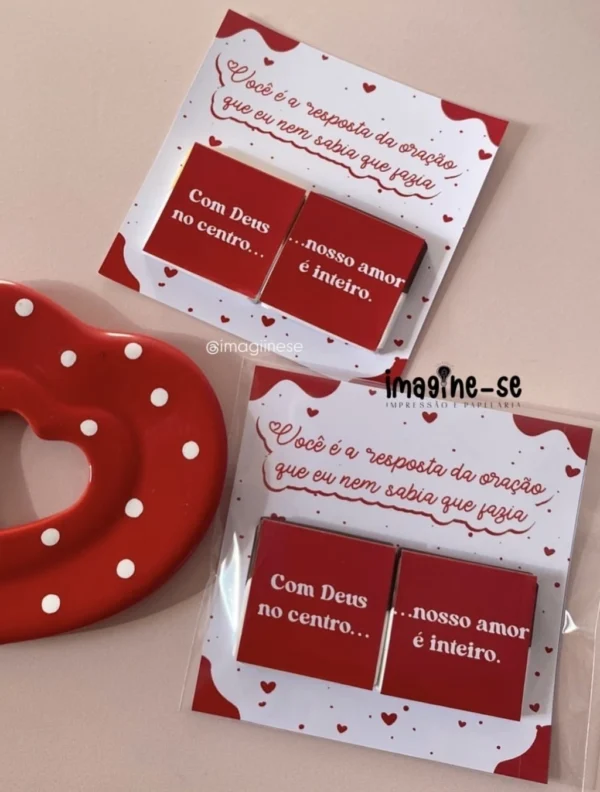 Card 2 Chocolates Você é a Resposta da Minha Oração para Dia dos Namorados pronto para imprimir.