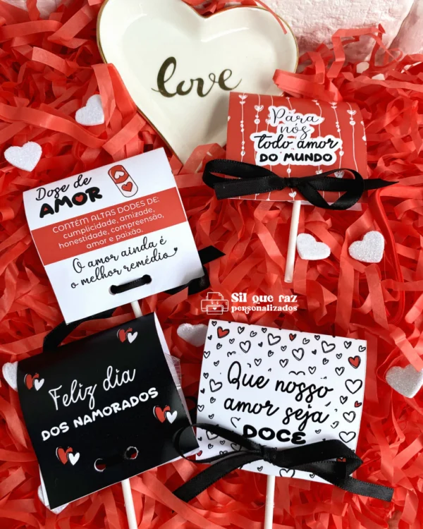 Arquivo digital de tag romântica para pirulitos personalizado para Dia dos Namorados, pronto para imprimir e cortar.