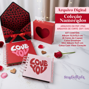 Arquivo digital Coleção Love You Álbum personalizado para imprimir e cortar.