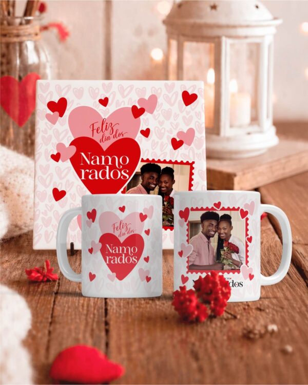 Caneca Dia dos Namorados Foto Casal Personalizada Arte digital para caneca Dia dos Namorados personalizada com foto do casal romântico
