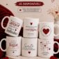 Arte para sublimação de caneca Dia dos Namorados personalizada com tema romântico para presente especial.