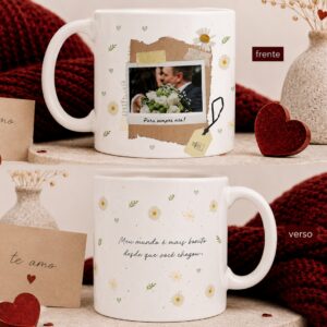 Arte para caneca Dia dos Namorados personalizada com foto do casal e frase Para Sempre Nós.