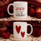 Arte para caneca Dia dos Namorados com frase romântica Que o Nosso Amor Seja Leve Lindo e Infinito para personalização e sublimação.