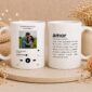 Arte caneca dia dos namorados nossa música personalizada com foto do casal e código de música para presente romântico.