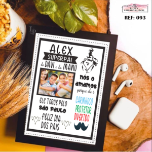 Layout para quadro Dia dos Pais editável Super Pai com design moderno para impressão