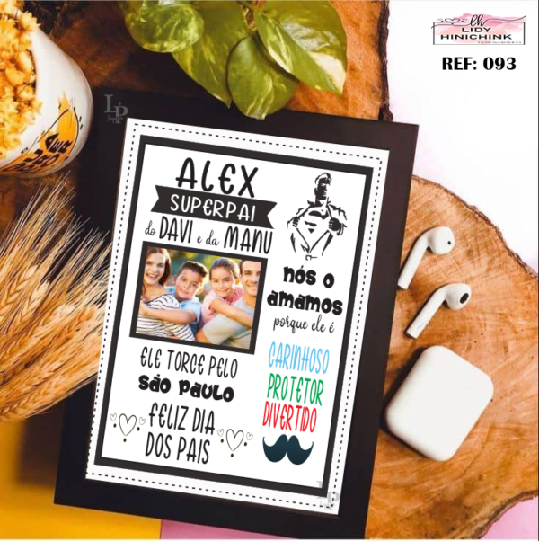 Quadro Dia dos Pais Super Pai Editável Layout para quadro Dia dos Pais editável Super Pai com design moderno para impressão